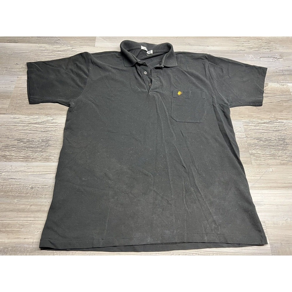 Vintage Katomi Leisure‎ Wear Polo Shirt Black XL Paper Thin Single Stitch